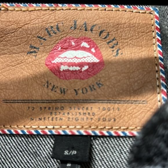 Marc Jacobs Crystal Rhinestone bead Embellished Denim Jacket size S black white - Picture 6 of 11